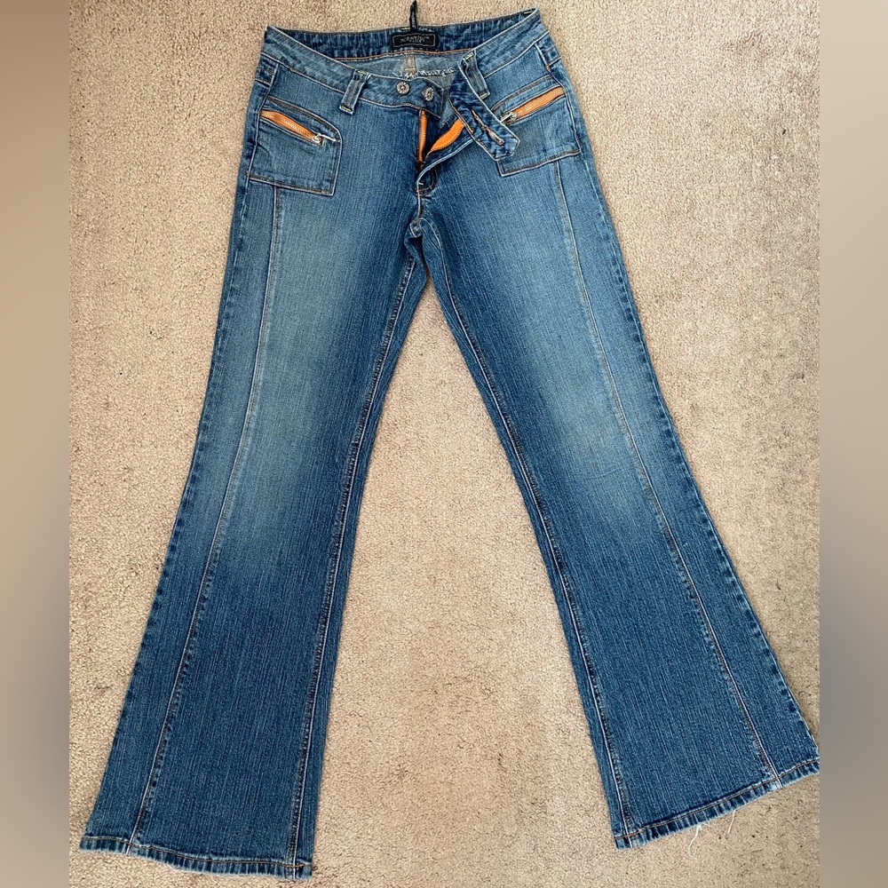 Low Rise Flare Blue Denim Jeans